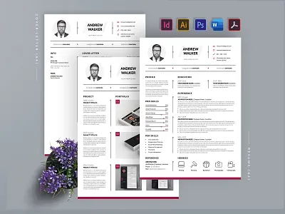 Resume / CV Template a4 clean cover letter creatiforest creative curriculum vitae cv cv design elegant minimal