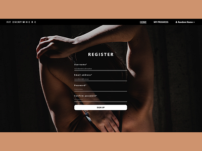 Fitness App Register Page adobe xd branding fitness fitnessapp form input register register form register page registration signup signup page website