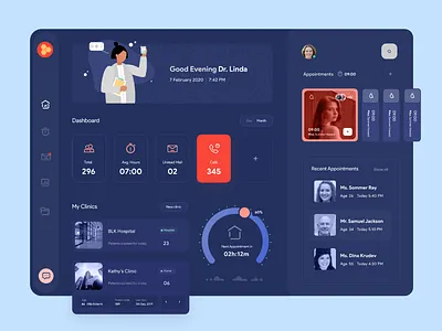 Doctor's Personal Organizer - Dashboard Interface dark mode dark ui dashboard design doctor healthcare healthy hello dribbble illustration medical app medicare mobile mobile design product product design ui ui ux design user experience user interface ux