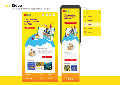 Home Page- Children Audiobook platform responsive website ui uxdesign webdesign