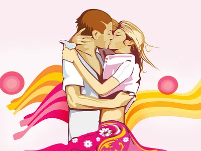 Some spring and kisses) action characterdesign characters colors concept digital art drawing girl graphic i illustration kiss man