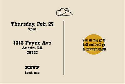 Dinner Club Invite - Back branding invitation invite texas vector western