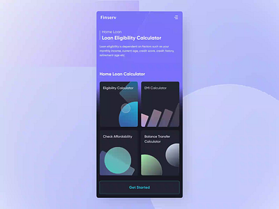 Loan Eligibility Calculator animation banking app calculator clean ui dark ui finance app geometric illustration interaction loan app minimal slider ui