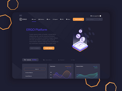 ERGO Cryptocurrency Platform bitcoin branding cryptocurrency dark dashboard design ergo flat illustration logo ui ux vector web website