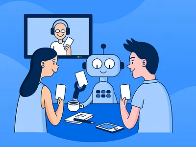 Planning Poker Online 🃏 design drawing flat flat design illustration planning poker robot ui ui design ux ux design vector web