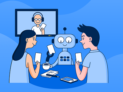 Planning Poker Online 🃏 design drawing flat flat design illustration planning poker robot ui ui design ux ux design vector web