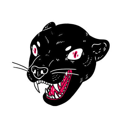 black panther animal black black and red black cat cartoon design illustration panther pink raster sticker