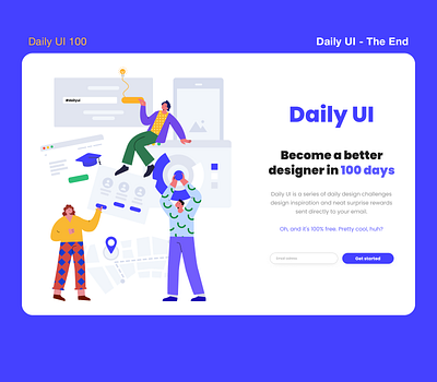 Daily UI 100 - The end daily 100 challenge daily ui dailyui flat illustration illustration design landing page ui uidesign uiux ux