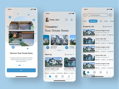 DreamHome – A Modern Real Estate App UI booking app ui clean ui elegant design figma design home finder home rental app house hunting ui ibrahimuix interactive design mobile app ui modern ui design neumorphism ui property listing ui property search app real estate platform shahriarsultan soft ui user experience