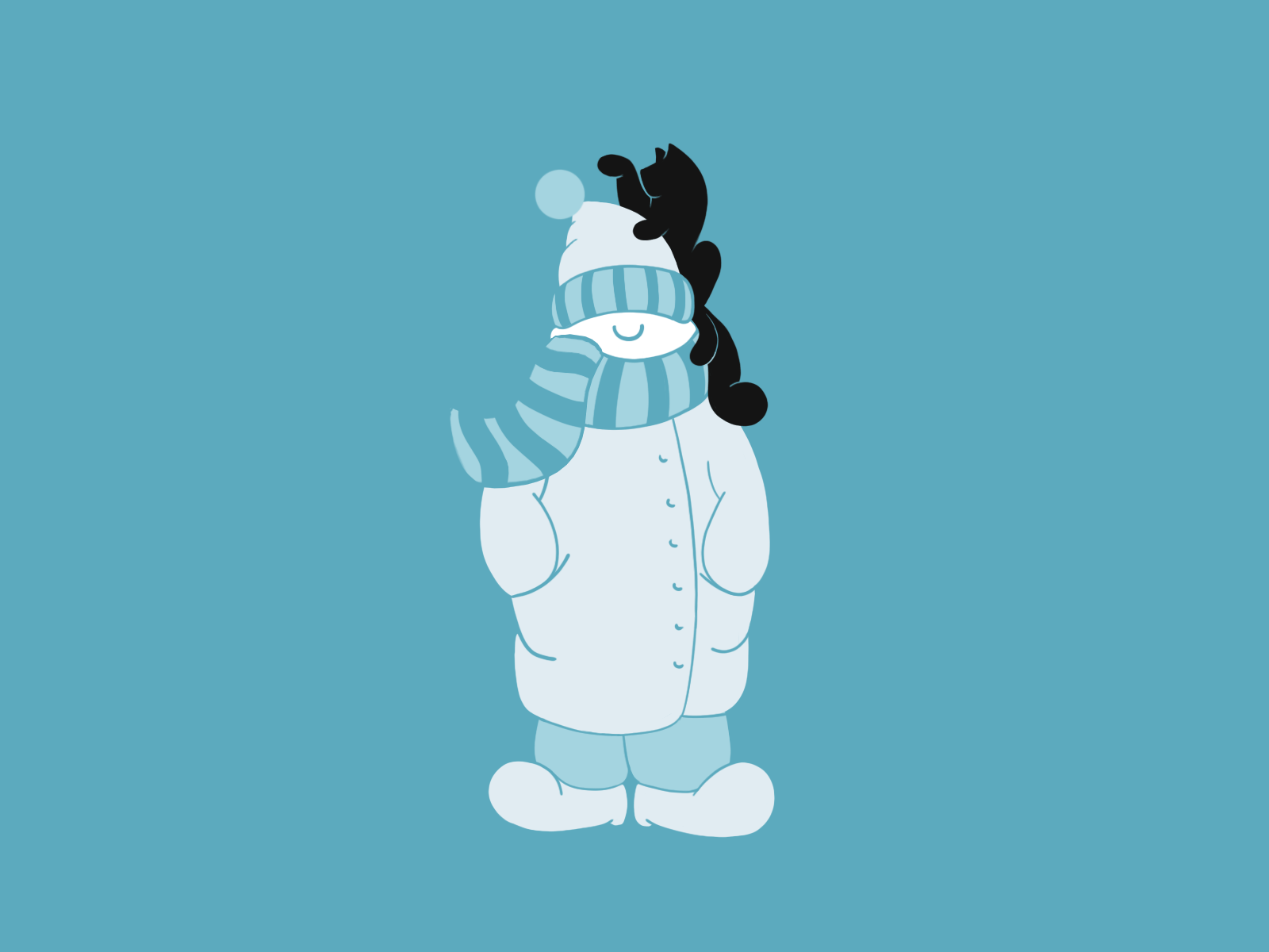 Best Buddies adobe photoshop animated gif blue cat character design dribbling flat freezing gif hat illustration scarf winter