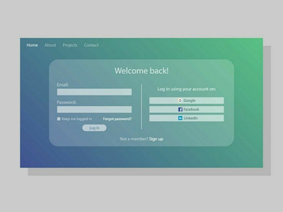 Log in Page account adobe authentification design desktop dribbble facebook google gradient graphics illustrator in log shot sign site ui up ux web