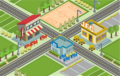 Isometric restaurant map 2 flat illustration isometric isometric art isometric design isometric illustration vector vector illustration