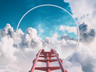sky coaster 3d 3d art 3d artist c4d cinema4d clouds design illustration octane octanerender photoshop space surreal surrealism