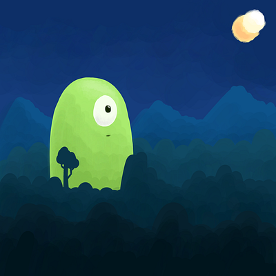Monster In The Woods amonsterchild digital art digital painting drawing forest illustration monster forest monsters playful procreate the monster forest