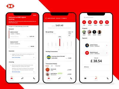 HSBC Account, Account Details & Payment account page account settings app app design bank account banking branding design finance mobile app ui