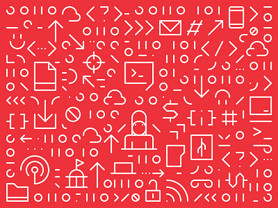 Code attack binary cloud code conference hack icons lines outlines target