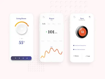 Nest App 2020 2020 trend app art dataviz design flat design google nest neumorphic neumorphism product design styles temperature trending trendy ui uidesign visual design