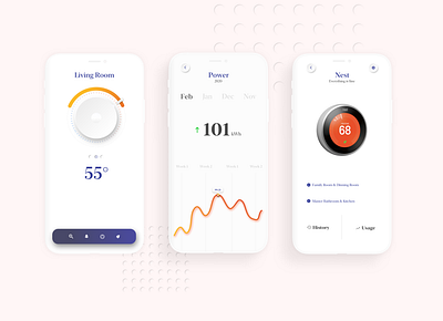 Nest App 2020 2020 trend app art dataviz design flat design google nest neumorphic neumorphism product design styles temperature trending trendy ui uidesign visual design