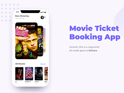 Movie Ticket Booking App ae after effects animation app booking design figma movie protopie ticket ui ux
