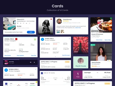 UI Card Collection android app design card design cards cards ui flight booking ios app design mobile design music restaurant details card review card teacher details card tickets ui design ui ux ux design