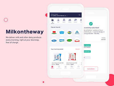 Online Milk Delivery app screen design interaction design milk delivery milk product delivery organic milk delivery organic milk delivery ui user experience ux