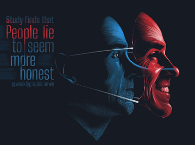 People Lie anatomy artwork brush conceptual drawing duality editorial editorial art editorial illustration honesty illustration lie lying mask negative space news photoshop portrait study surrealist