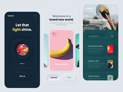 Neumorphism Sweet Mix app application layout mobile neumorphic neumorphism ui user experience ux