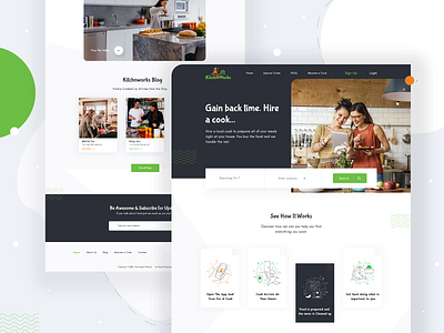 Kitchnworks Homepage 2020 trend color cook creative design dribbbble food food and drink foodie homepage kitchen landing page landing page concept minimal minimalist psd design psd template resturant ui ux design uiux designer works