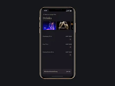 Booking lounge – order drinks animation app design booking lounge clubcity consumption dark theme design dinarys drinks friendlist gold guestlist interaction mobile app nightlife purple reservation places uiux user interface