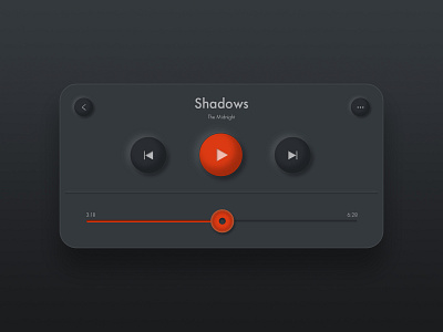Music_Player_Skeuomorphism buttons dark design grey music orange player shadows ui