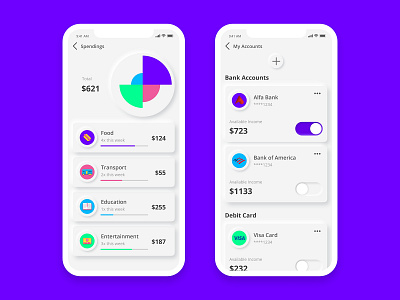 Expense Tracking App UI app design expense finance graphic neumorphic neumorphism ui ui design userinterface ux