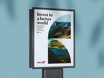 Yova Medium Print advertising better world billboard branding corporate branding corporate identity financial green investing lake layout marketing mountains nature poster print river swiss webdesign yova