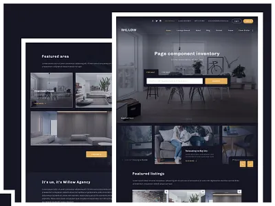 UX/UI: Real estate website area dark dark theme dark ui design listings real estate search testimonials theme ui ux web website