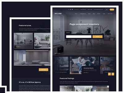UX/UI: Real estate website area dark dark theme dark ui design listings real estate search testimonials theme ui ux web website