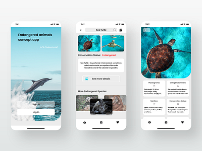 Endangered animals concept app animals app application application concept design endangered endangeredspecies mobile mobile ui ui ux