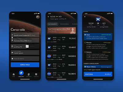 Booking space flight activities app booking design designer flat flight interface ios space ui ux uxui