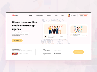 Agency UI adobe xd animation app branding chetan dashboard ui design freebie icon illustration illustrator joker new pink studio typography ui webdesign website youtube