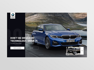 #5 Practise shot - BMW Concept automotive black bmw car clean concept dailyui dark design flat homepage minimalism modern slider ui ux vehicle web website