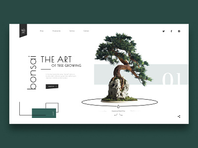 Bonsai Shop Concept bonsai concept design green minimalist nature plant tree ui web web design