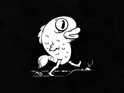 One small step bw characters evolution fish humor illustration monochrome vector walk