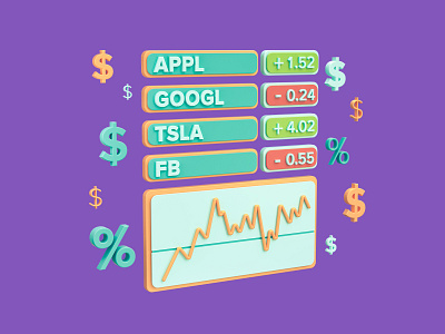 Watch your stocks 3d icon 3d illustration bank banking cinema 4d dollar finance financial here icon math money octane stocks web website