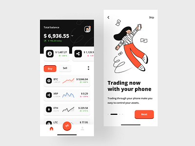 Trading Mobile App android app asset chart cryptocurrency finance illustration ios mobile money products trade trading walkthrough