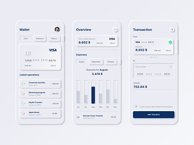 Neomorphism / Soft UI Banking Concept banking app concept mobile neomorphism soft ui uidesign uxdesign