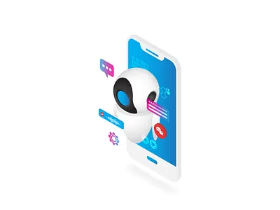 Ai assistant ai artificial intelligence assistant illustration isometric robot robotic smartphone technology user interface vector