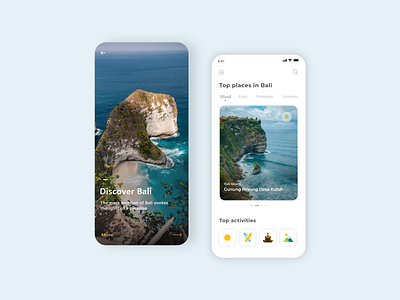 Exlore the nature app apple blue card clean concept exploration figma ios simple travel ui white