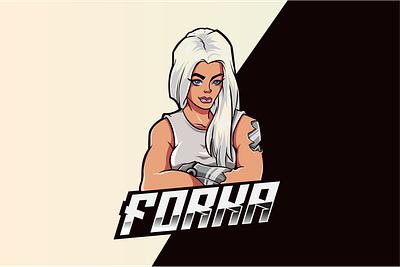 half robot esport logo design esport esport logo fitness illustration logo logo design mascot logo trainer vector woman