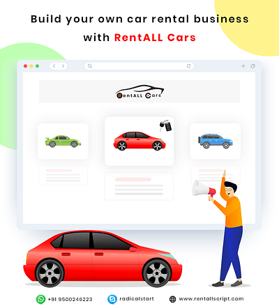 RentALL Cars - Car rental script | Car booking script branding design ui vector