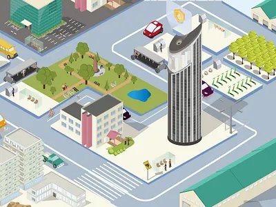 Paysage occidental illustration isometric