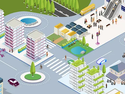 Paysage occidental illustration isometric