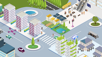 Paysage occidental illustration isometric